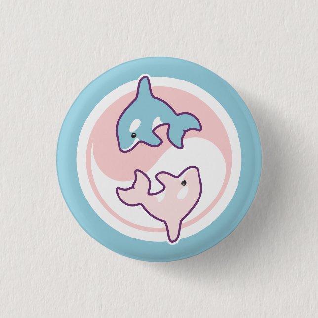 Niedlicher Orca-Wal Yin Yang Button (Vorderseite)