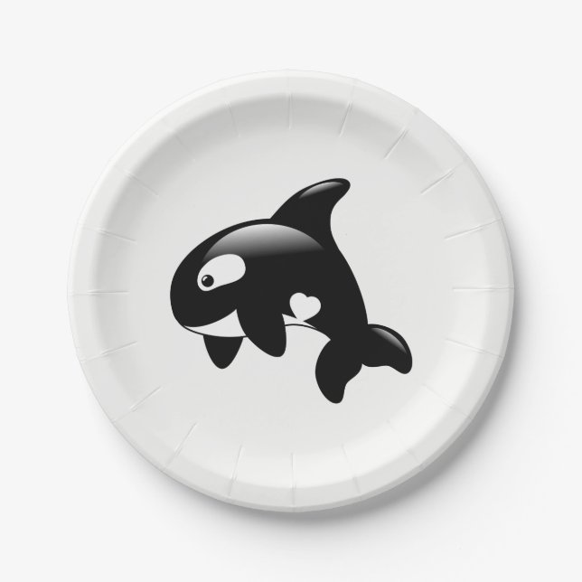 Niedlicher Orca Whale Pappteller (Vorderseite)