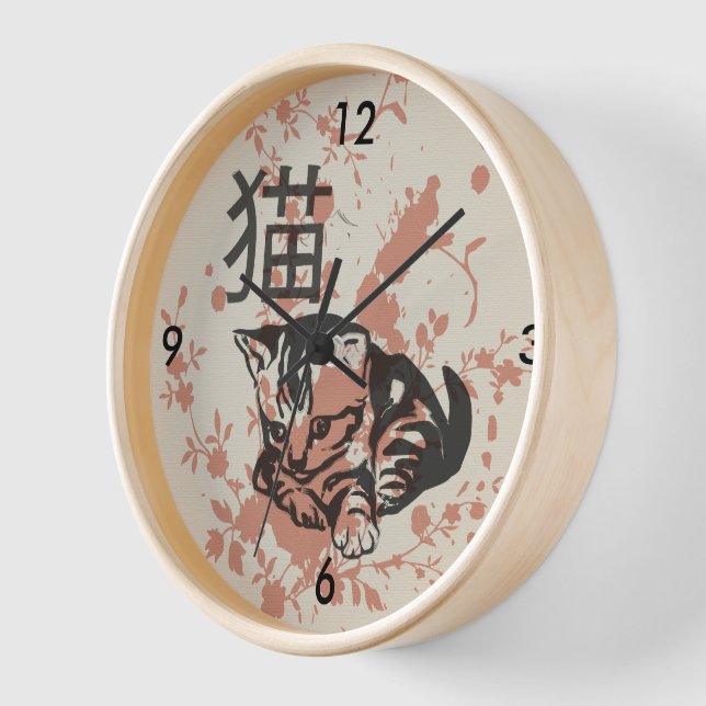 Niedlicher orientalischer Art neko Katzenentwurf Wanduhr (Winkel)