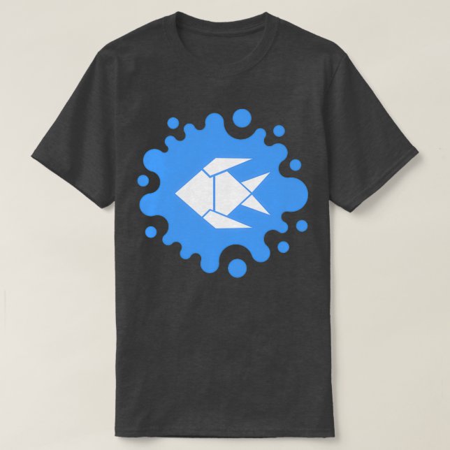 Niedlicher Origami Fisch auf einem blauen Schlag T-Shirt (Design vorne)
