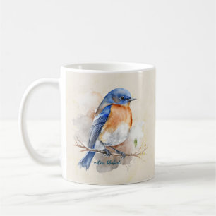 Niedlicher Ost-Bluebird Rustikale Wasserfarbe Kaffeetasse
