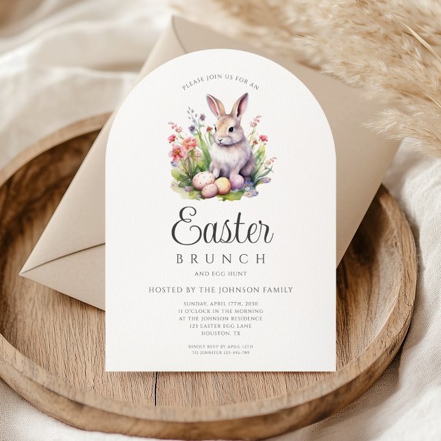 Niedlicher Osterbrunch und Eierjagd Einladung (Cute Bunny Easter Brunch And Egg Hunt Arch Invitation)