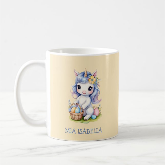 Niedlicher Osterfrühling Einhorn individuell anpas Kaffeetasse (Links)