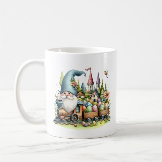 Niedlicher Ostergnotenzug mit Monogramm Aquarell Kaffeetasse (Links)