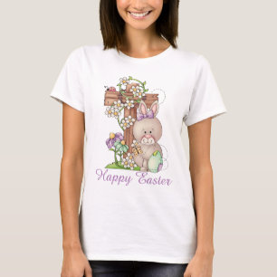 Niedlicher Osterhase Kreuz-Feiertags-T - Shirt