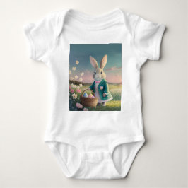 Niedlicher Osterhase mit blauer Jacke Baby Strampler