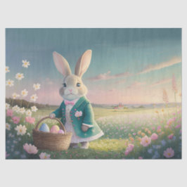 Niedlicher Osterhase mit blauer Jacke Seidenpapier