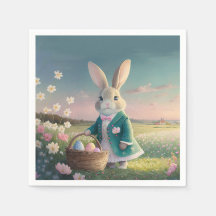 Niedlicher Osterhase mit blauer Jacke