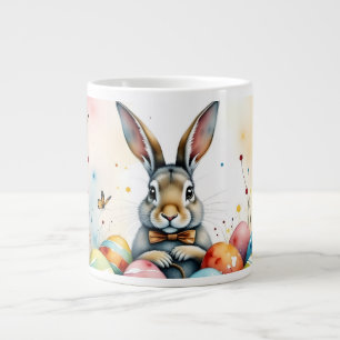 Niedlicher Osterhase mit farbenfrohen bemalten Eie Jumbo-Tasse