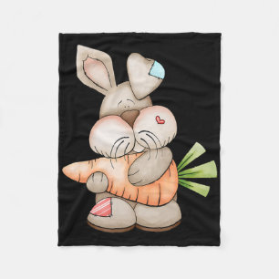 Niedlicher Osterhase mit Karotte für Frauen, die l Fleecedecke