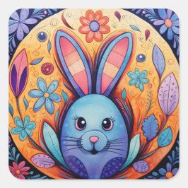 Niedlicher Osterhase Quadratischer Aufkleber
