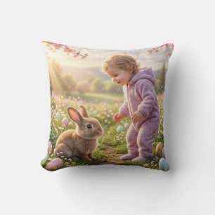 Niedlicher Osterhase und Kind Kissen