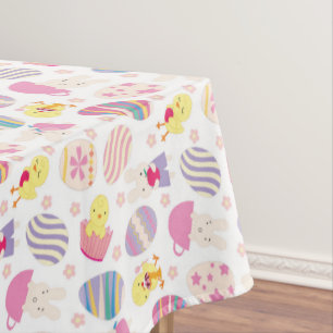 Niedlicher Osterhase und Kükenmustertischdecke Tischdecke