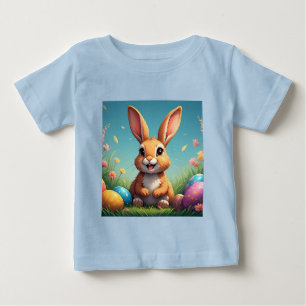 Niedlicher Osterhase unter bunten Eiern Baby T-shirt
