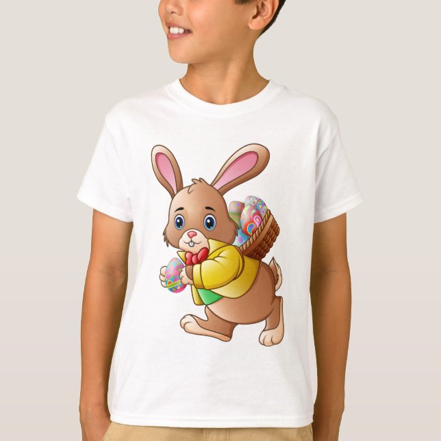Niedlicher Osterhasen Bratkorb Eierkuchen Urlaub T-Shirt (Vorderseite)