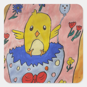 Niedlicher Osterkichtensticker Quadratischer Aufkleber