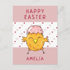 Niedlicher Osterkick mit Oggshell Herzlichen Glück Feiertagspostkarte