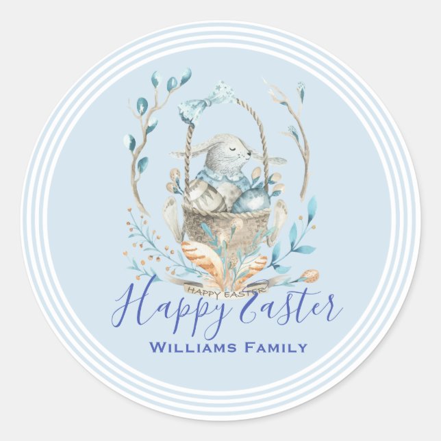 Niedlicher Ostersonntag und Frühlingsblumenkörbe Runder Aufkleber (Vorderseite)