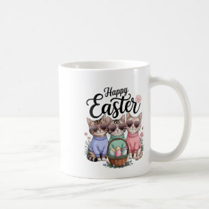 Niedlicher Ostertag Katze Bunny Ears Eggs Graphen Kaffeetasse