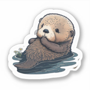 Niedlicher Otter-Aufkleber Aufkleber