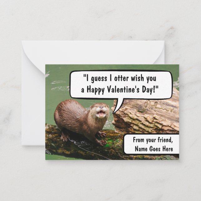 Niedlicher Otter Funny School Valentinstag Mitteilungskarte (Rückseite)