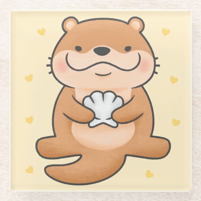 Niedlicher Otter Glass Untersetzer (Vorderseite)