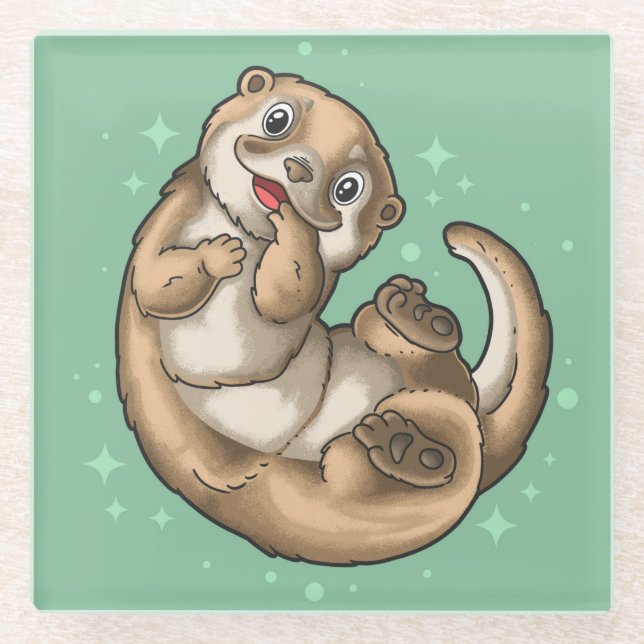 Niedlicher Otter Glass Untersetzer (Vorderseite)