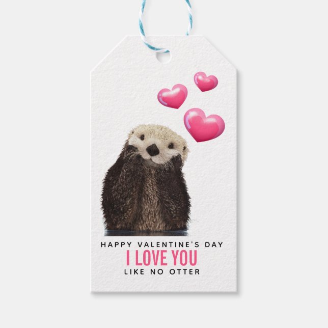 Niedlicher Otter mit Herz Valentinstag Pun Geschenkanhänger (Vorderseite)