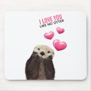 Niedlicher Otter mit rosa Herz-Liebe machen Sie Mousepad