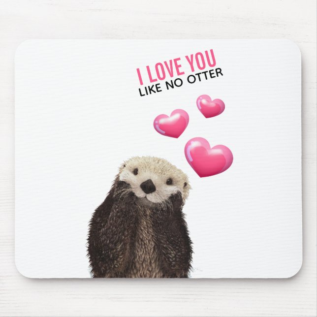 Niedlicher Otter mit rosa Herz-Liebe machen Sie Mousepad (Vorne)