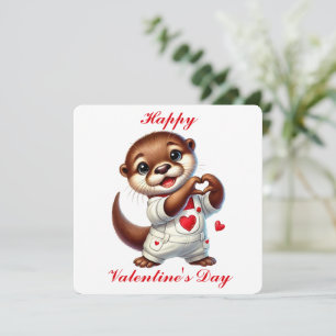 Niedlicher Otter - Valentinstag-Karte Dankeskarte