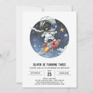Niedlicher Outerspace Digital Astronaut Boy Geburt Einladung