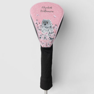 Niedlicher Owl Cherry Blossom Rosa Glitzer Golf Headcover