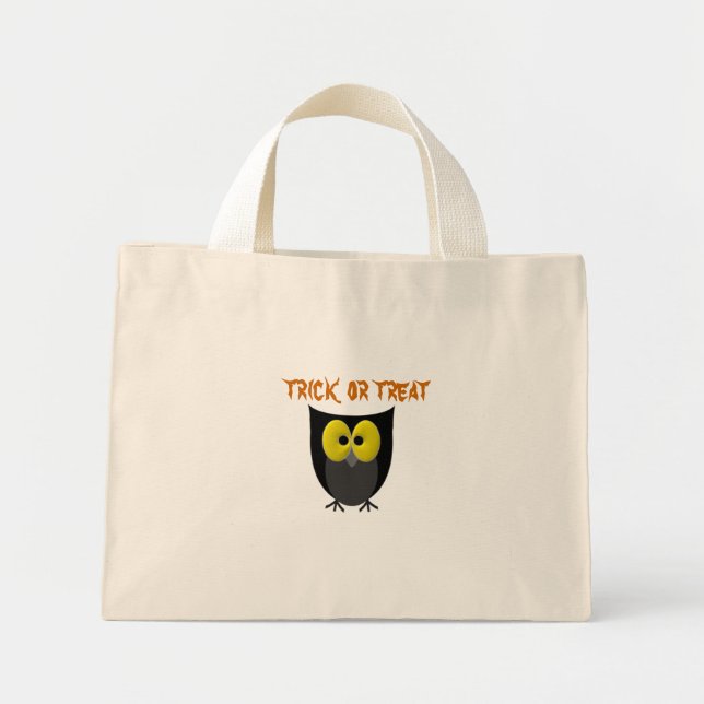 Niedlicher Owl Halloween Trick oder Treff Mini Stoffbeutel (Vorne)