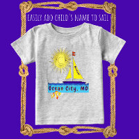 Niedlicher Ozean City Sailboat Sonne und Fisch mit