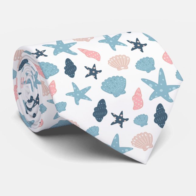 Niedlicher Ozean Kreaturen Sea Life Neck Tie Krawatte (Gerollt)