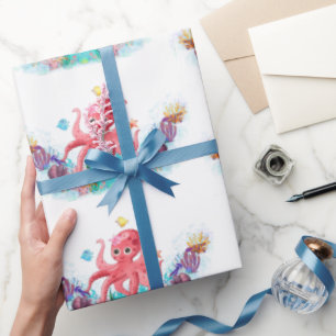 Niedlicher Ozeanbaby Octopus bunt Geschenkpapier