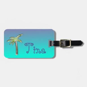 Niedlicher Palm Tree Blau und Lila Ober Gepäckanhänger