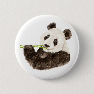 Niedlicher Panda, asiatischer Bär, Watercolor-Tier Button