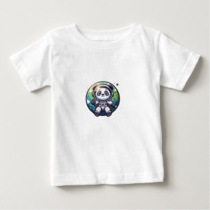 niedlicher Panda-Astronaut, der vor der Erde schwe Baby T-shirt