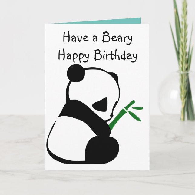 Niedlicher Panda-Bambus-Geburtstag Karte (Vorderseite)