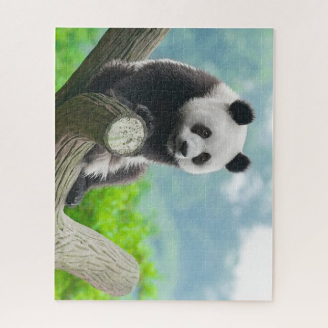 Niedlicher Panda-Bär auf einer Baumzweigung Puzzle (Vertikal)