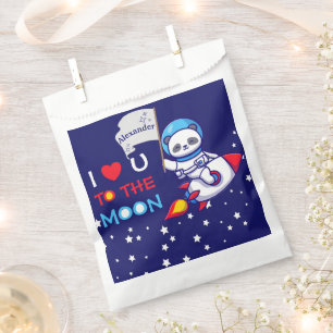 Niedlicher Panda Bär auf Raketenschiff Kinder Pers Geschenktütchen
