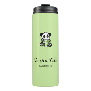 Niedlicher Panda-Bär blassgrün Thermosbecher