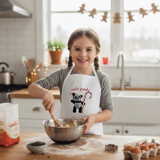 Niedlicher Panda Bär Custom Kids Schürze (A Christmas Panda Apron with space for your name)