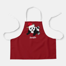 Niedlicher Panda Bär Custom Red Kids Weihnachten Schürze