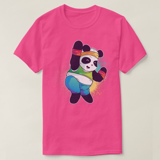 Niedlicher Panda Bär Dabbing Tanzsport Aerobic Tan T-Shirt (Design vorne)