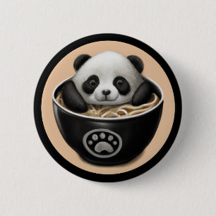 Niedlicher Panda-Bär, der in einer Schüssel Ramen Button