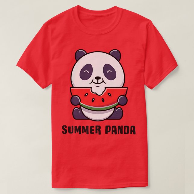 Niedlicher Panda Bär Eating Watermelone Premium T-Shirt (Design vorne)