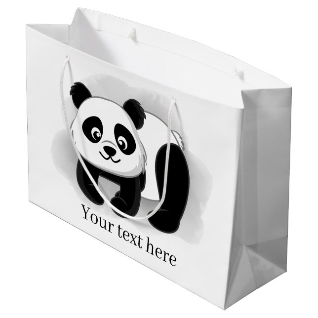 niedlicher Panda-Bär fügt Text Große Geschenktasch Geschenktüte (Rückseite Schrägansicht)